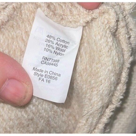 J. Crew Women's Petite Medium Cream Cowl Neck Funnel Neck Sweater Side Pockets - Picture 9 of 10